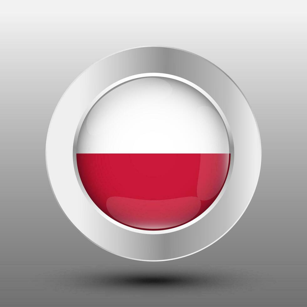 Polen runden Flagge Metall Taste Hintergrund vektor