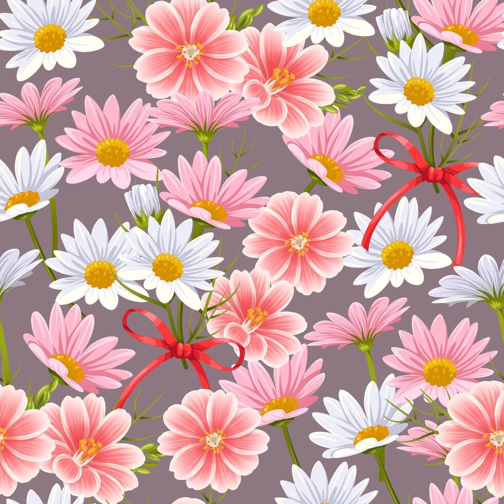 Reihe von Blumenzweigen. Blume rot, rosa weiße Blume, Band. Hochzeitskonzept mit Blumen. Blumenplakat, einladen. Vektorarrangements für Grußkarten- oder Einladungsdesign vektor