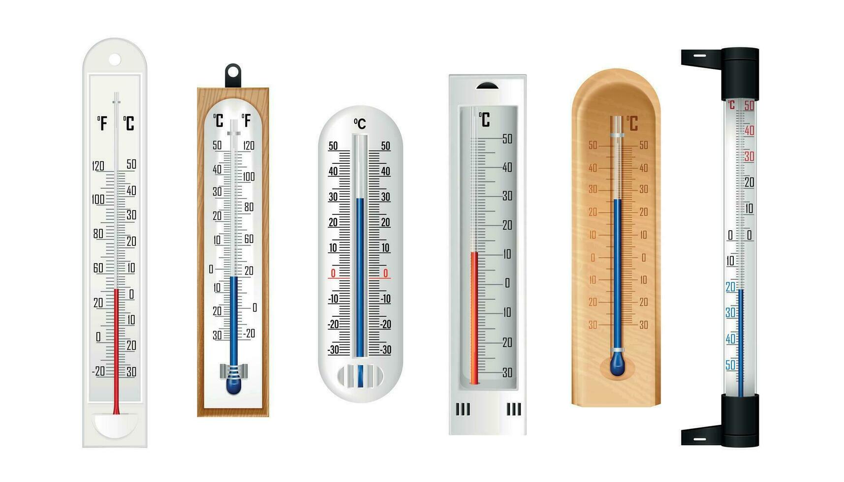 Wetter Thermometer realistisch Sammlung vektor