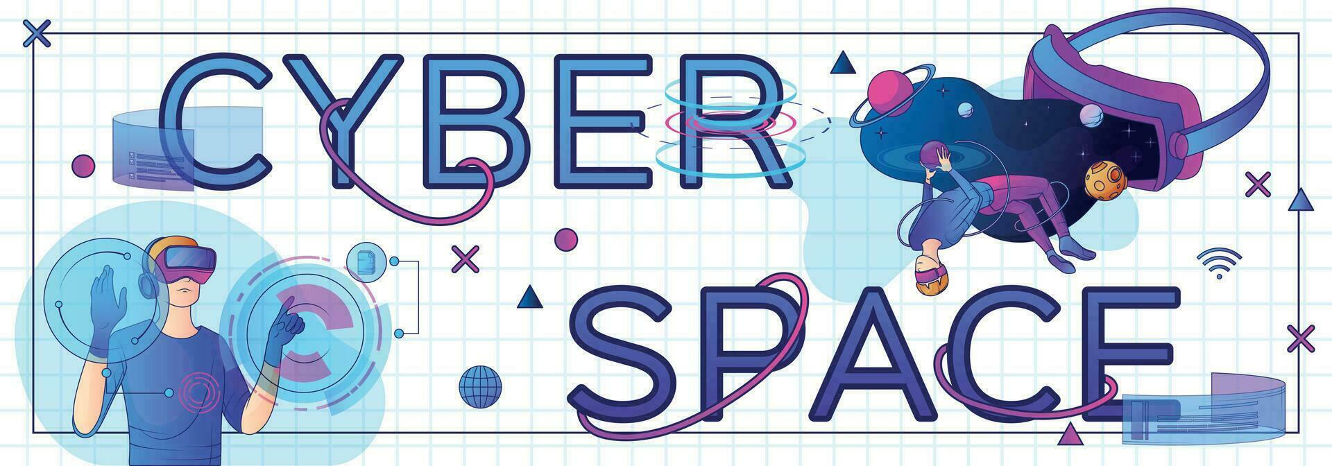 eben Cyberspace Text Banner vektor