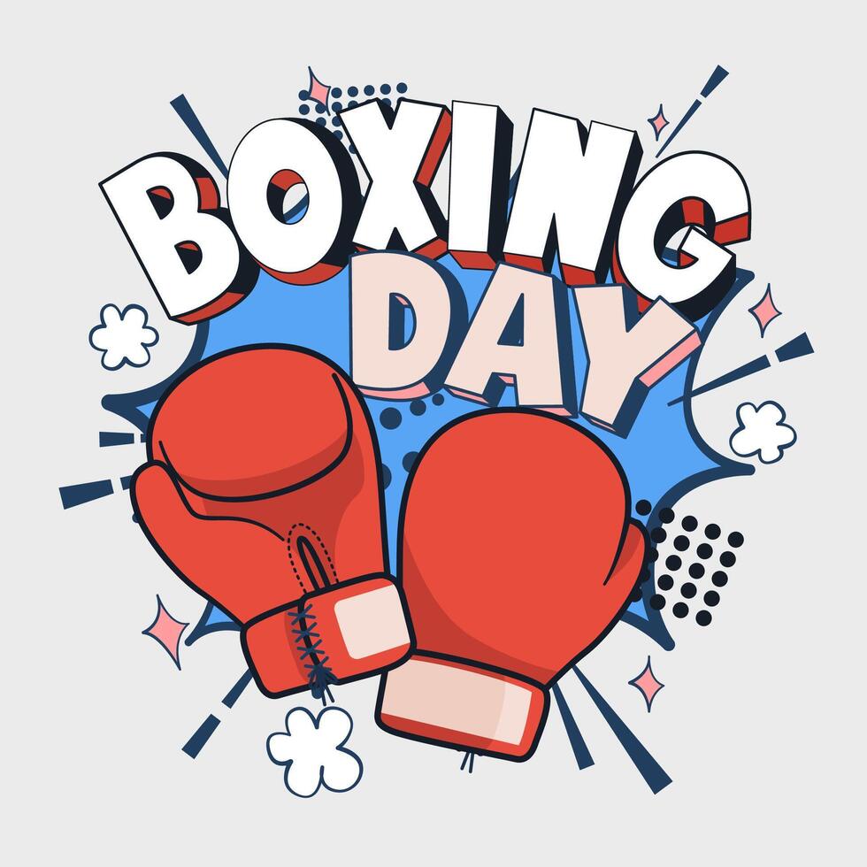 Boxing Day Vector Illustration, Cartoon rote Boxhandschuh-Symbol, Vorder- und Rückseite. isolierte Vektor-Illustration.
