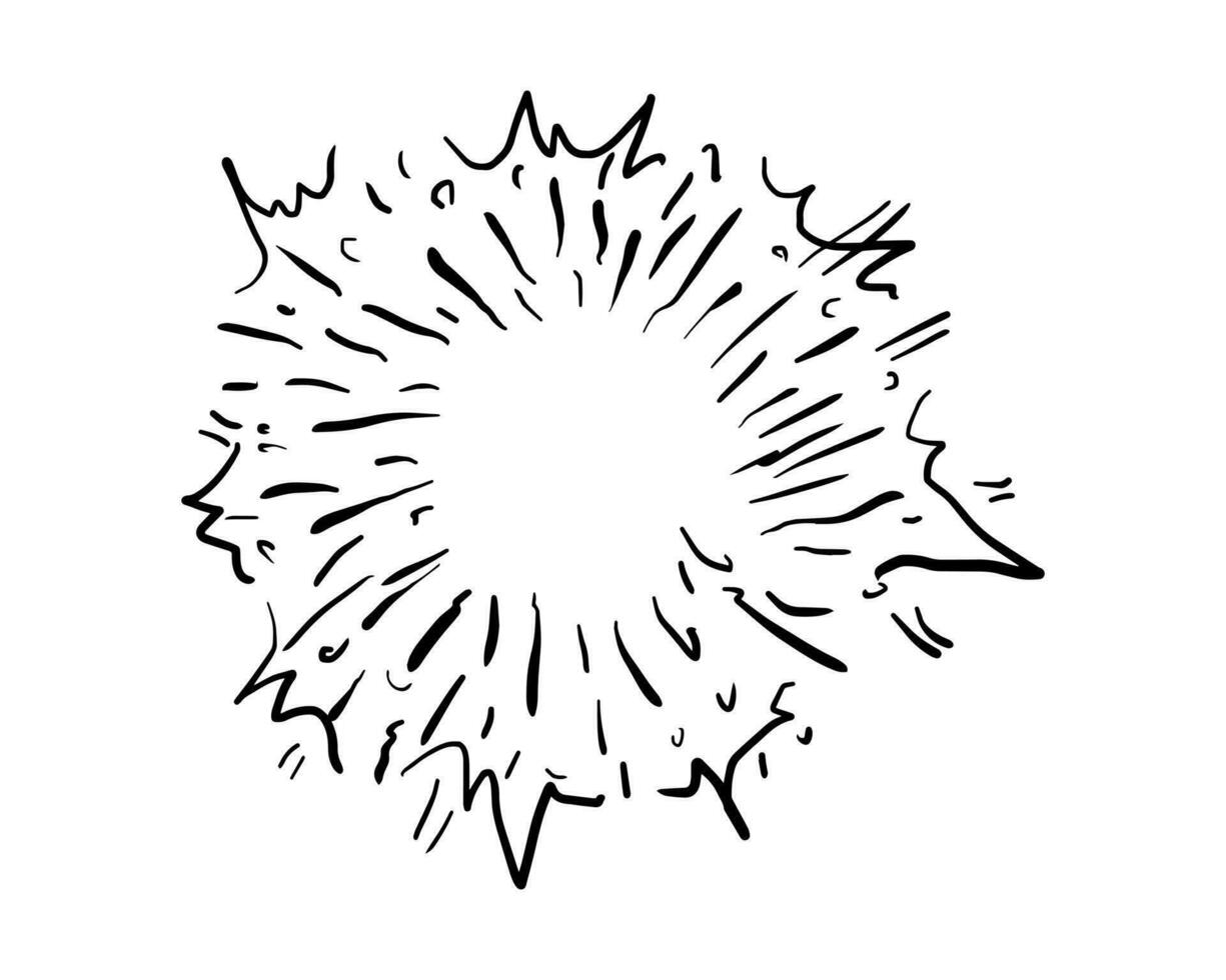 Starburst oder Sunburst Hand gezeichnet. Feuerwerk. Gekritzel Design Element. Vektor Illustration