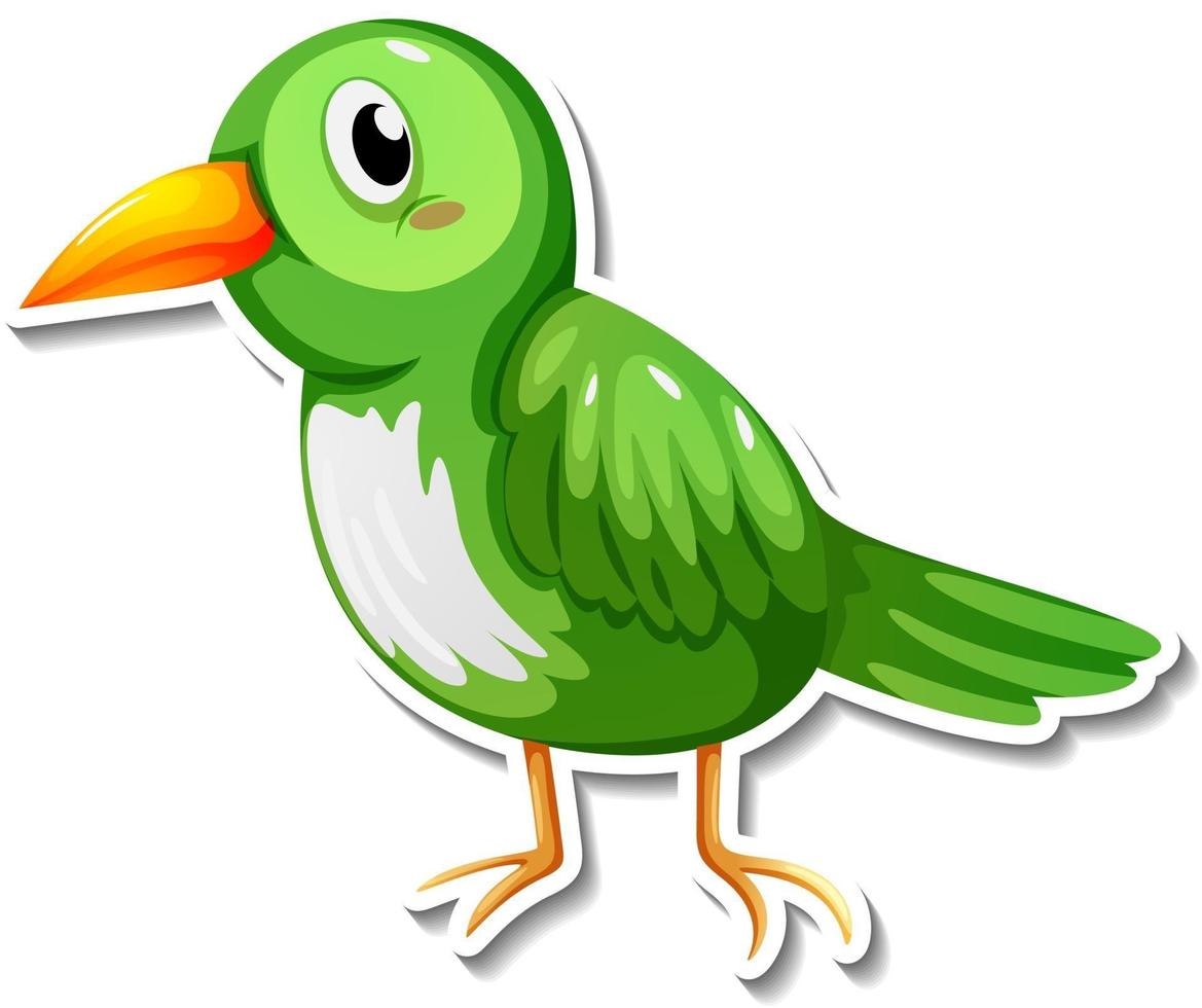 ein niedlicher grüner Vogelkarikatur-Tieraufkleber vektor