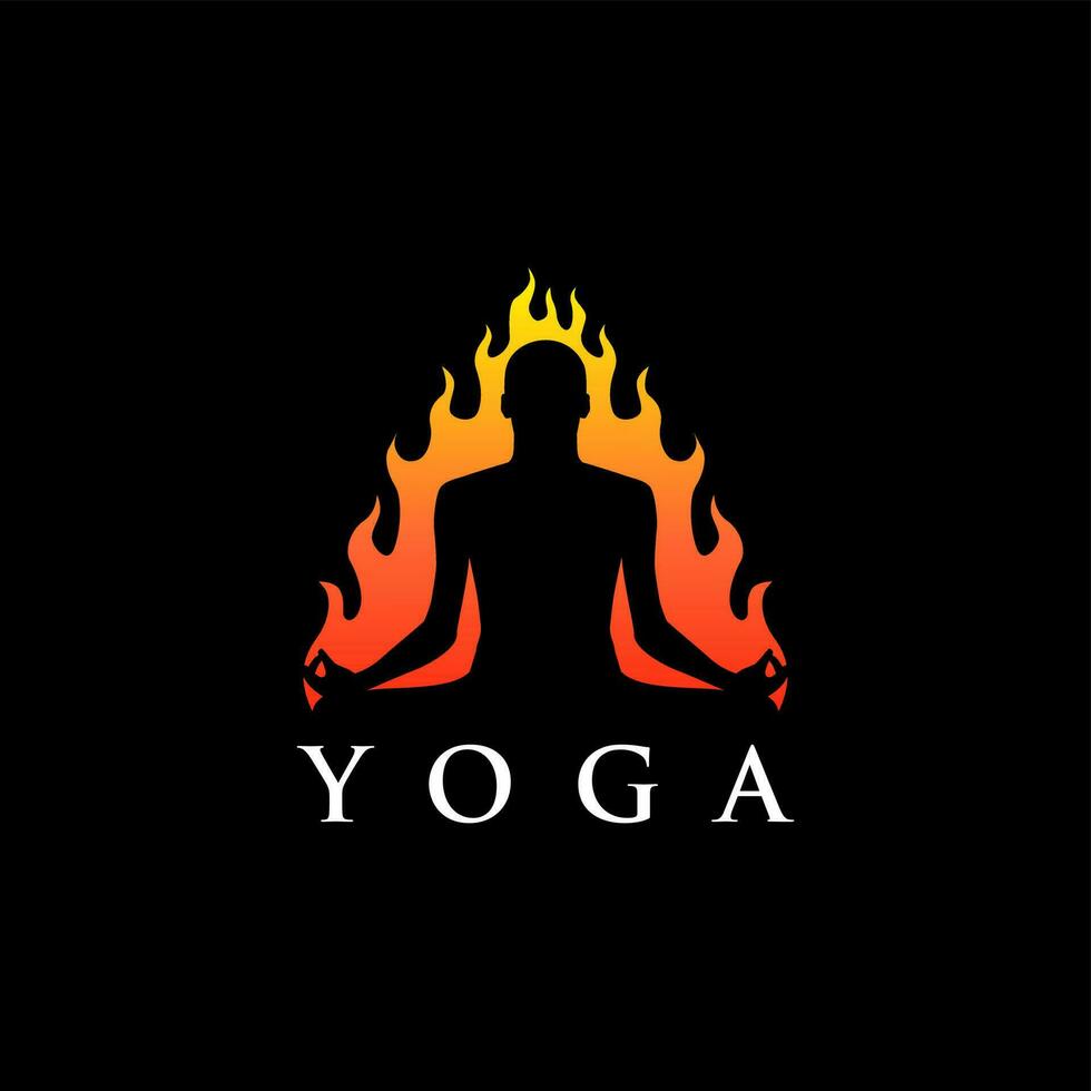 Yoga Flammen Logo, Design Element zum Logo, Poster, Karte, Banner, Emblem, t Shirt. Vektor Illustration