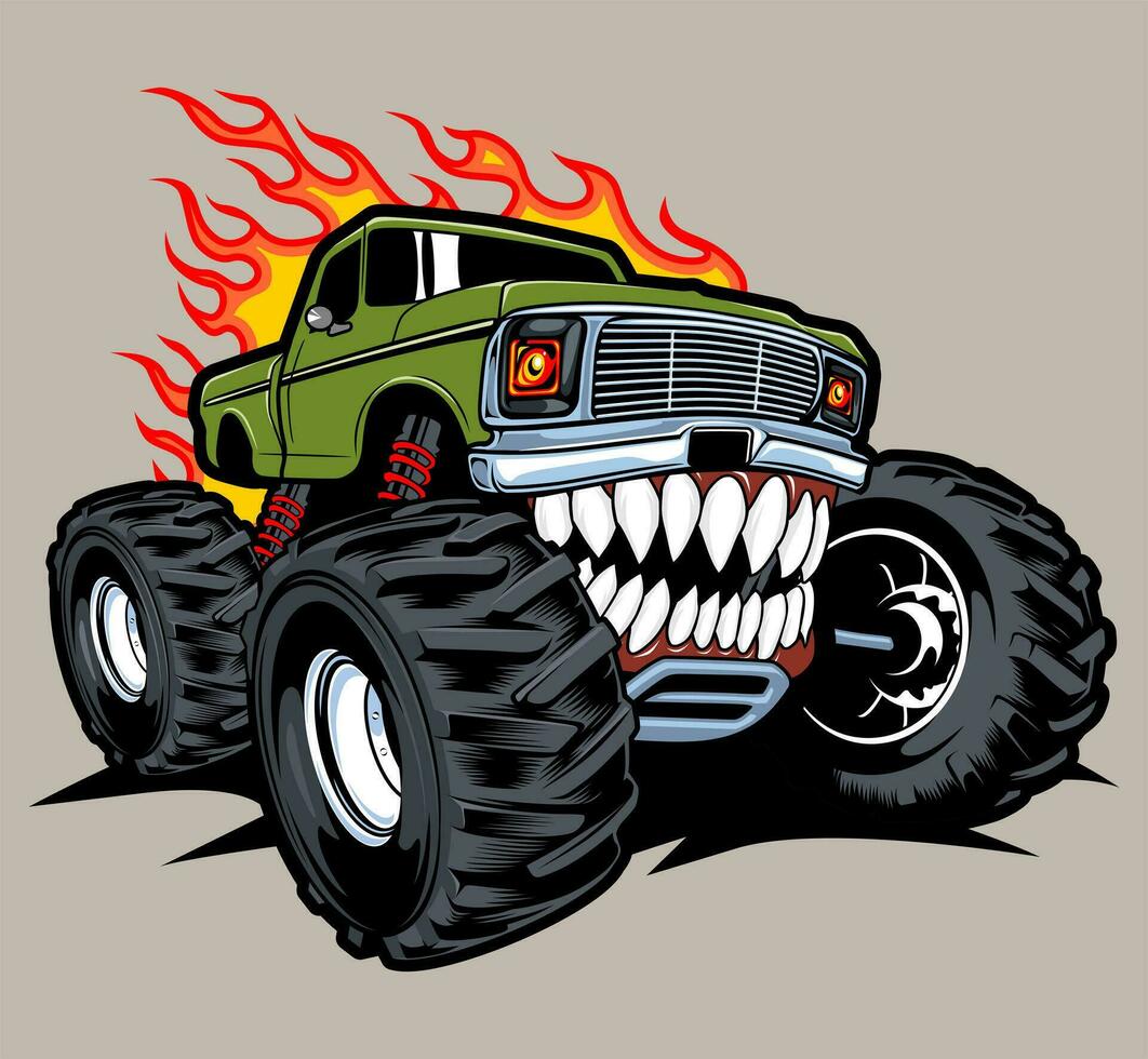 monster truck vektor logotyp design inspiration, designelement för logotyp, affisch, kort, banner, emblem, t-shirt. vektor illustration