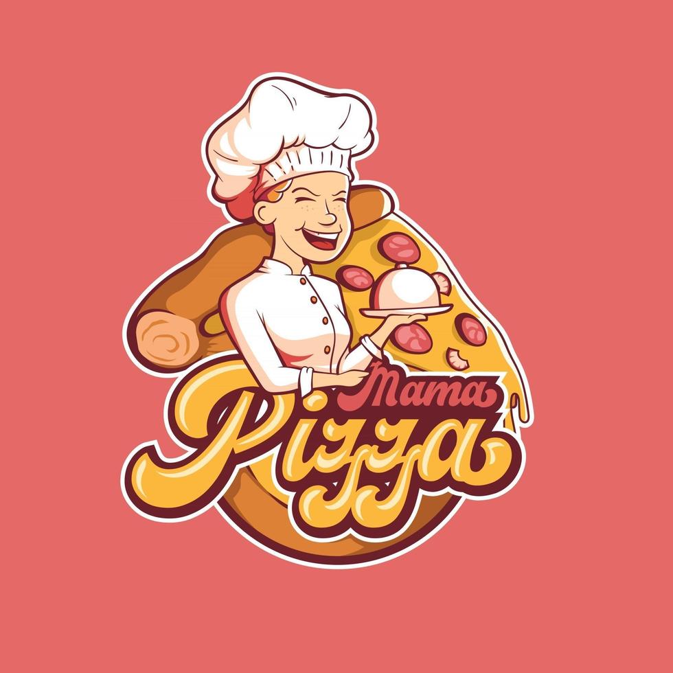 maskot pizza logotyp design vektor