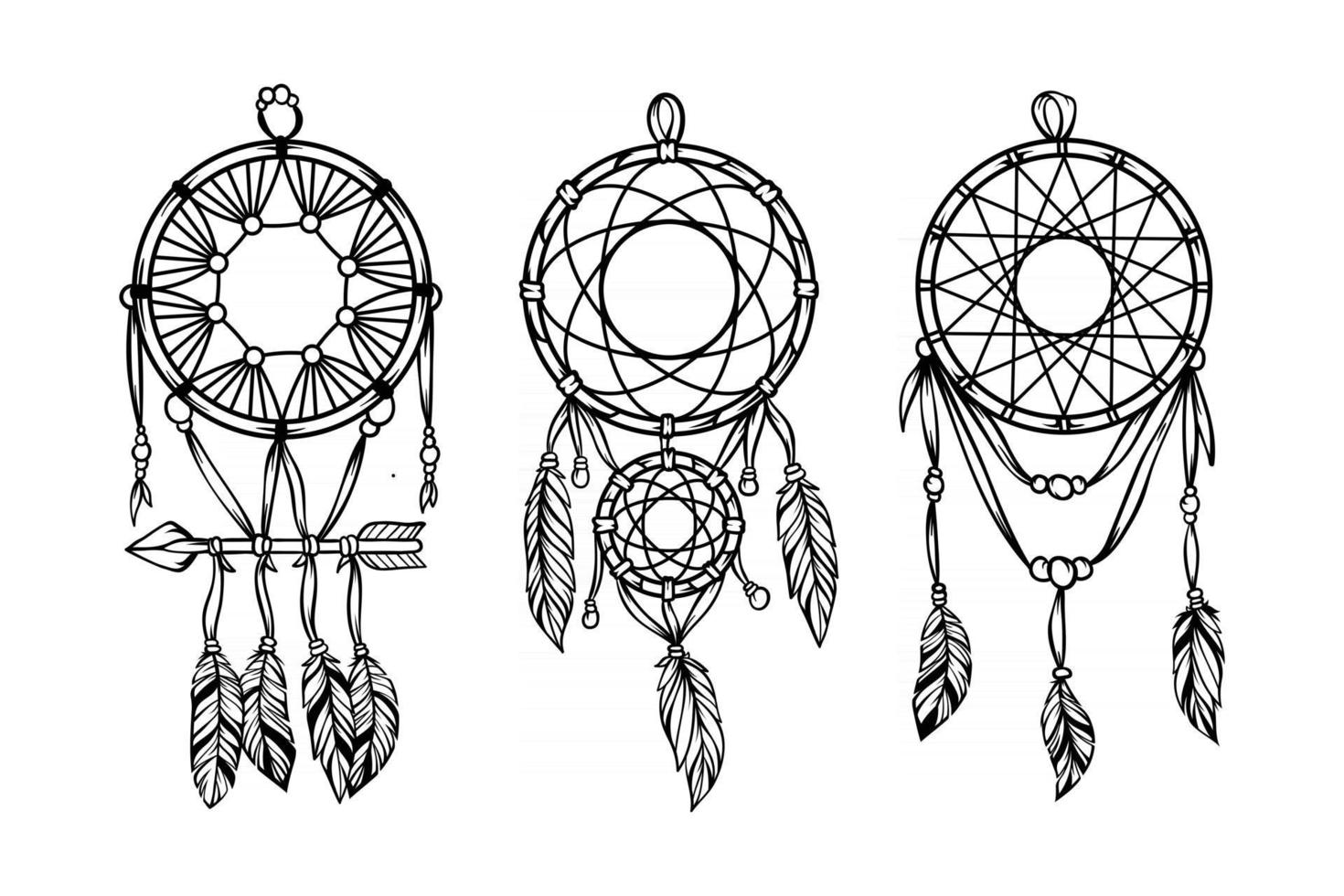 uppsättning dream catcher illustration vektor