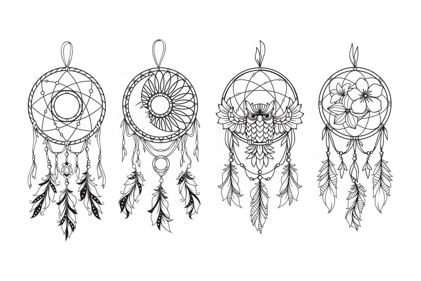 uppsättning dream catcher illustration vektor