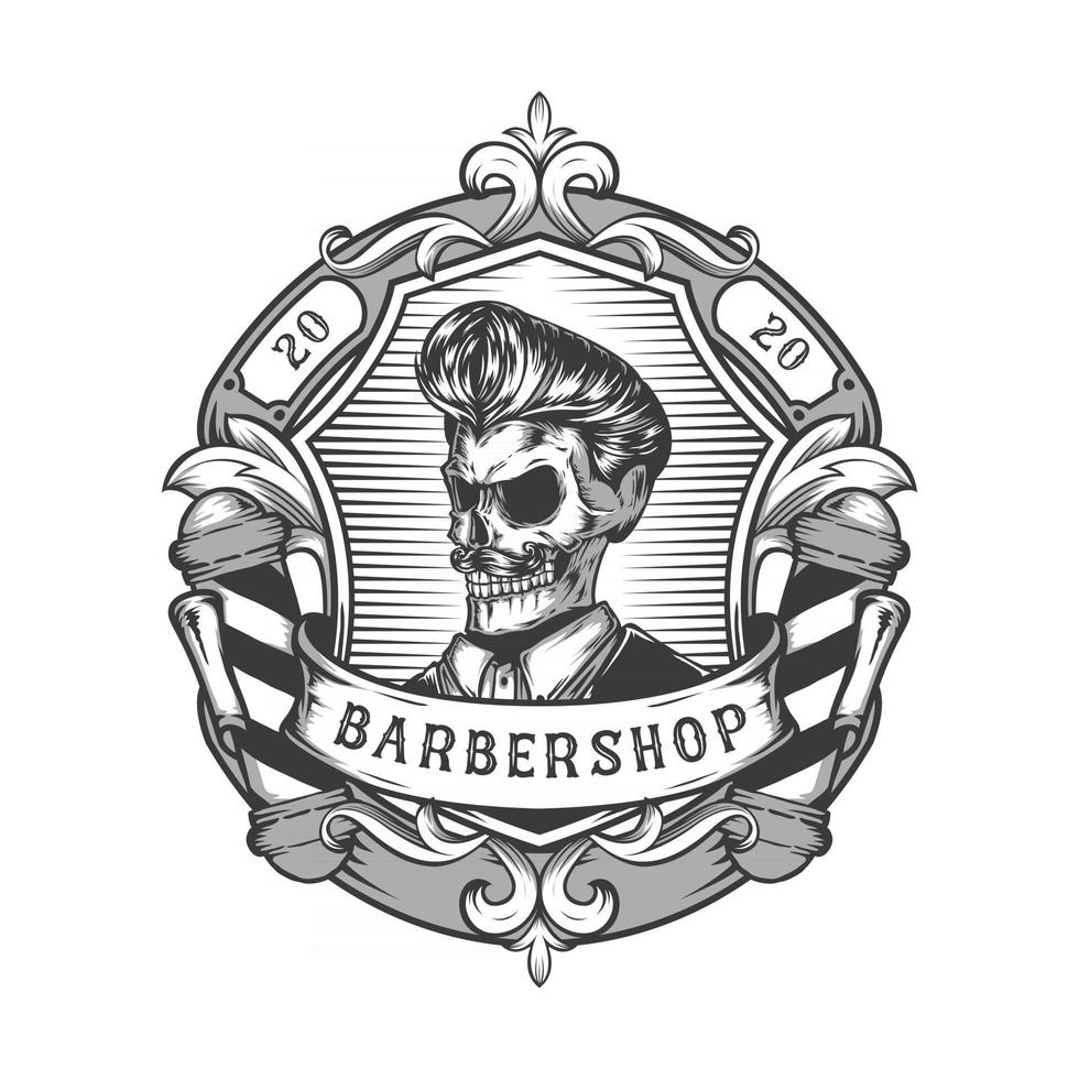 vintage barber shop logo design vektor