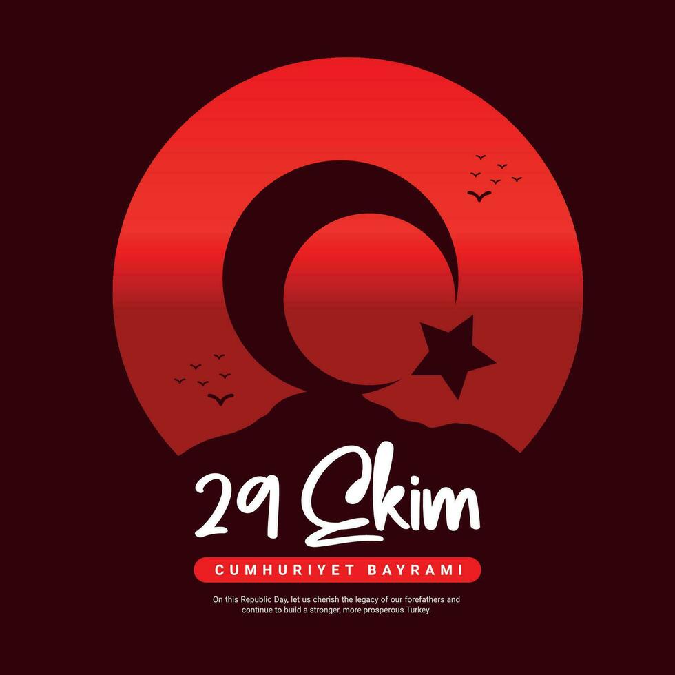 29 ekim cumhuriyet bayrami kutlu olsun betyder nationell republik dag av Kalkon firande social media posta mall design vektor