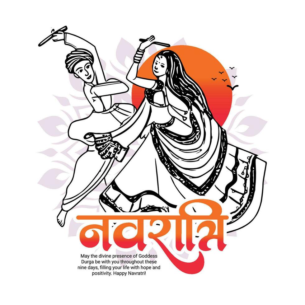 Durga Puja und glücklich navratri indisch Göttin Anbetung Festival Sozial Medien Post Banner Vorlage, im Hindi navratri meint Navratri. vektor