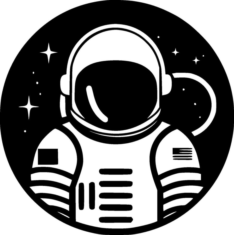 astronaut, svart och vit vektor illustration