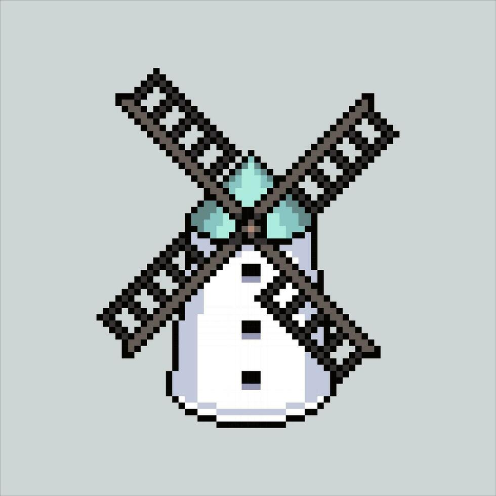 Pixel Kunst Illustration Windmühle. pixelig Windmühle. Windmühle Bauernhof Symbol pixelig zum das Pixel Kunst Spiel und Symbol zum Webseite und Video Spiel. alt Schule retro. vektor