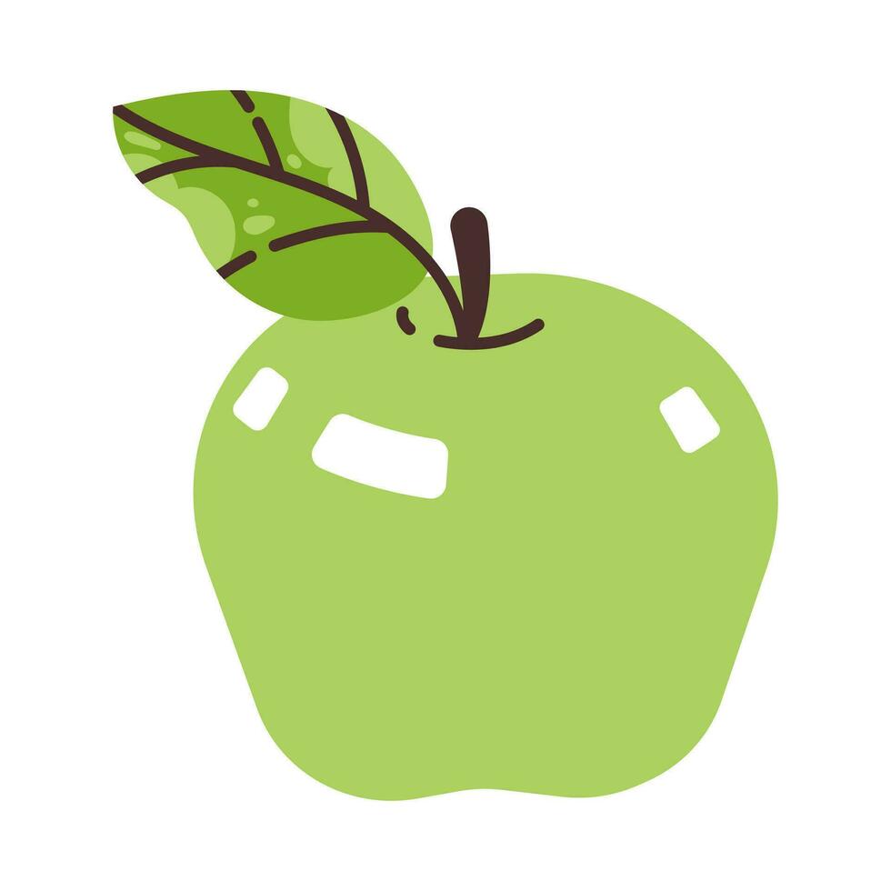 frukt isolerat på vit bakgrund. grön äpple. platt modern vektor illustration.
