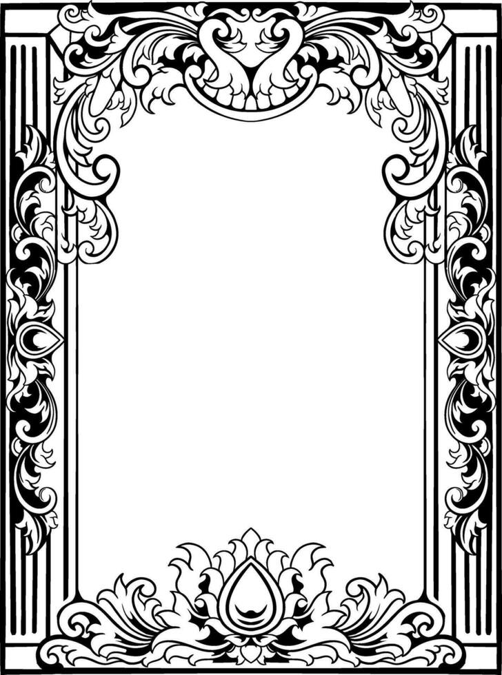 lineart klassisch Jahrgang geschnitzt Ornament Element Design vektor