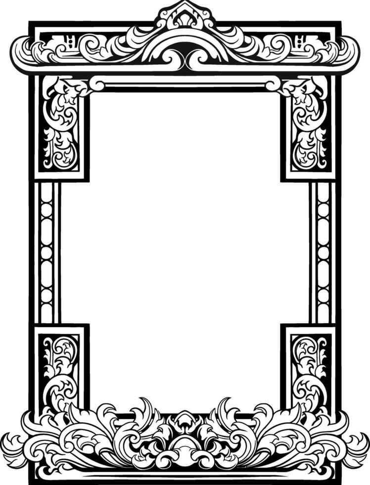 lineart klassisch Jahrgang geschnitzt Ornament Element Design vektor