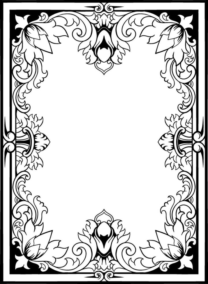 lineart klassisch Jahrgang geschnitzt Ornament Element Design vektor