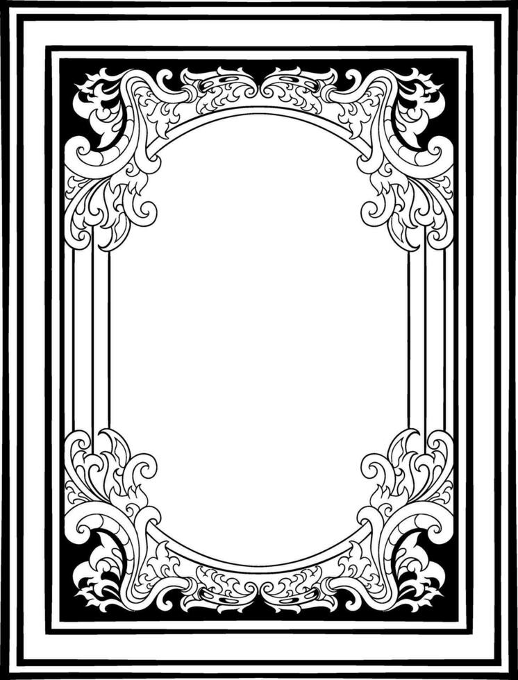 lineart klassisch Jahrgang geschnitzt Ornament Element Design vektor