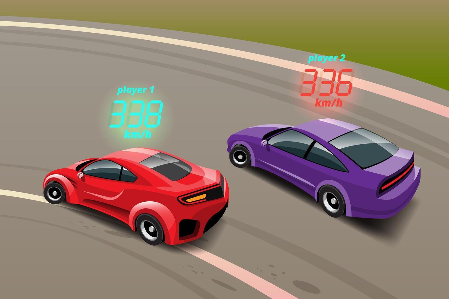 Burnout-Auto, Spielsportwagen-Drift für Point-in-Game. Vektor-Illustration im 3D-Stil-Design vektor