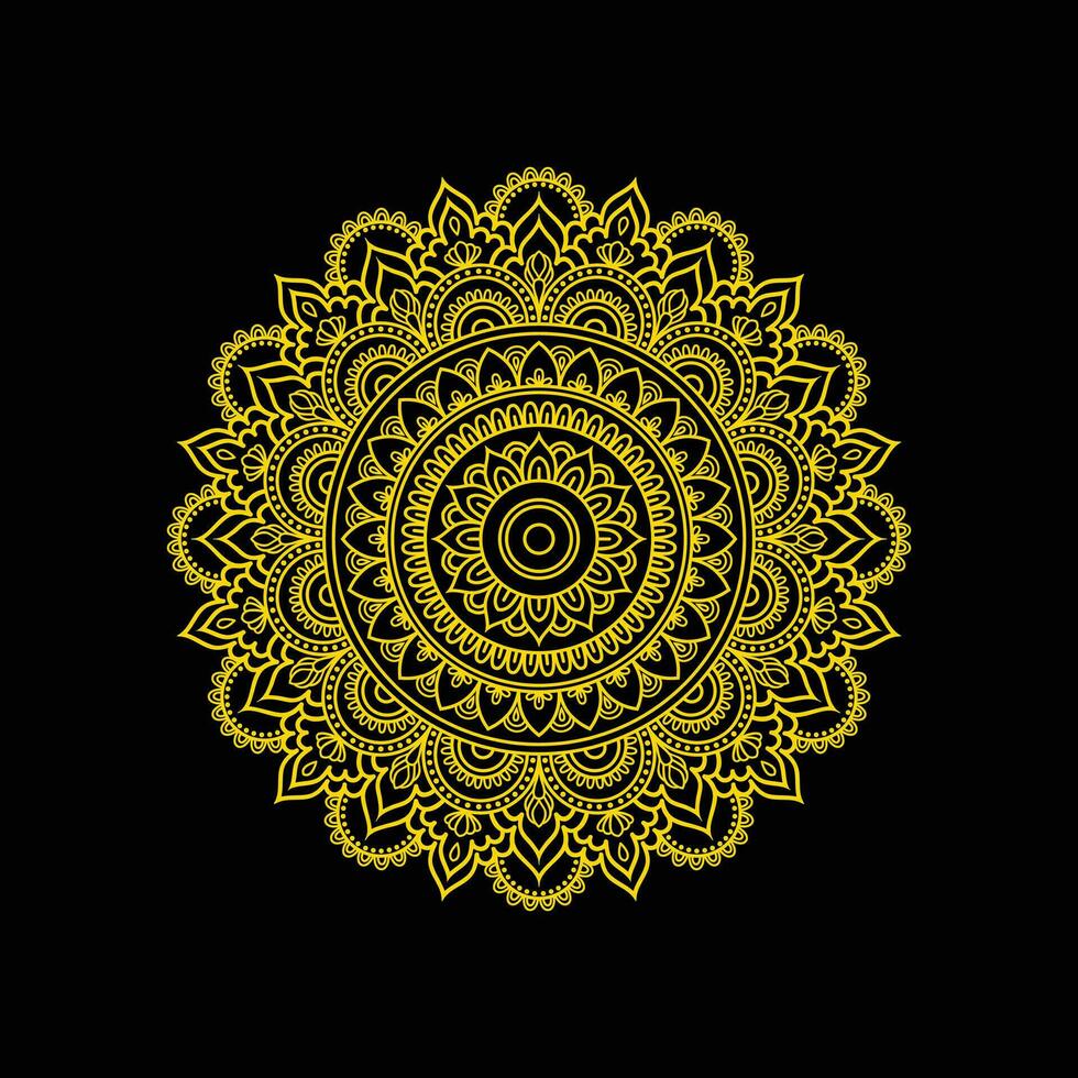 golden Farbe Mandala Design, schwarz Hintergrund. ethnisch dekorativ Elemente mit kostenlos Vektor 3