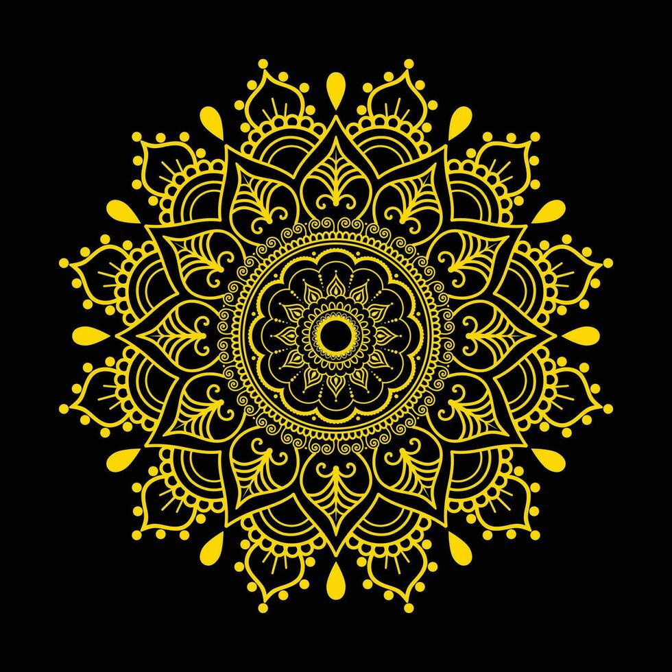 golden Farbe Mandala Design, schwarz Hintergrund. ethnisch dekorativ Elemente mit kostenlos Vektor 2