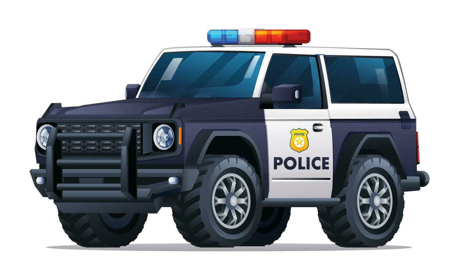 polis bil vektor illustration. patrullera officiell fordon, sUV 4x4 bil isolerat på vit bakgrund