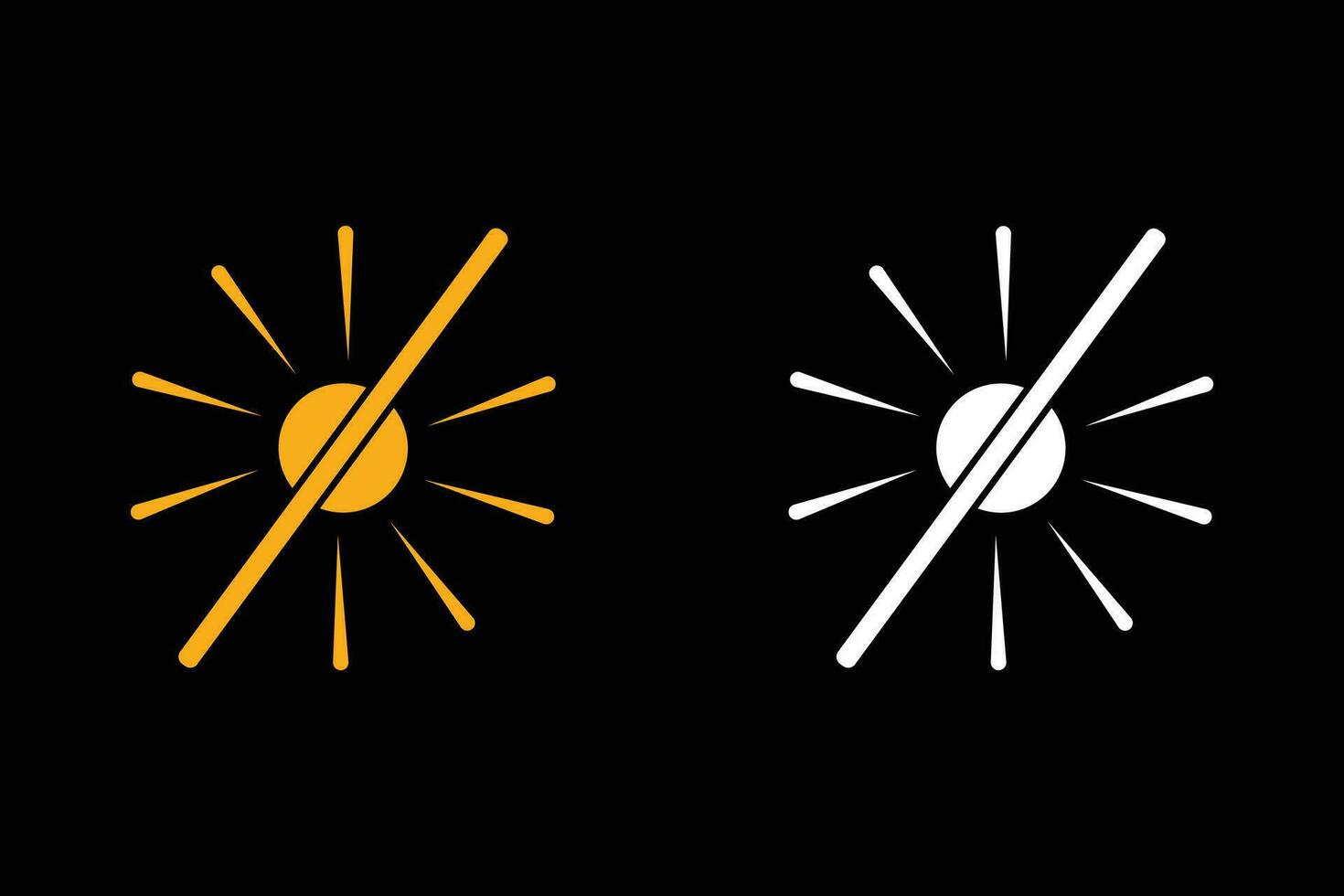 Nej solljus ikon vektor illustrationer