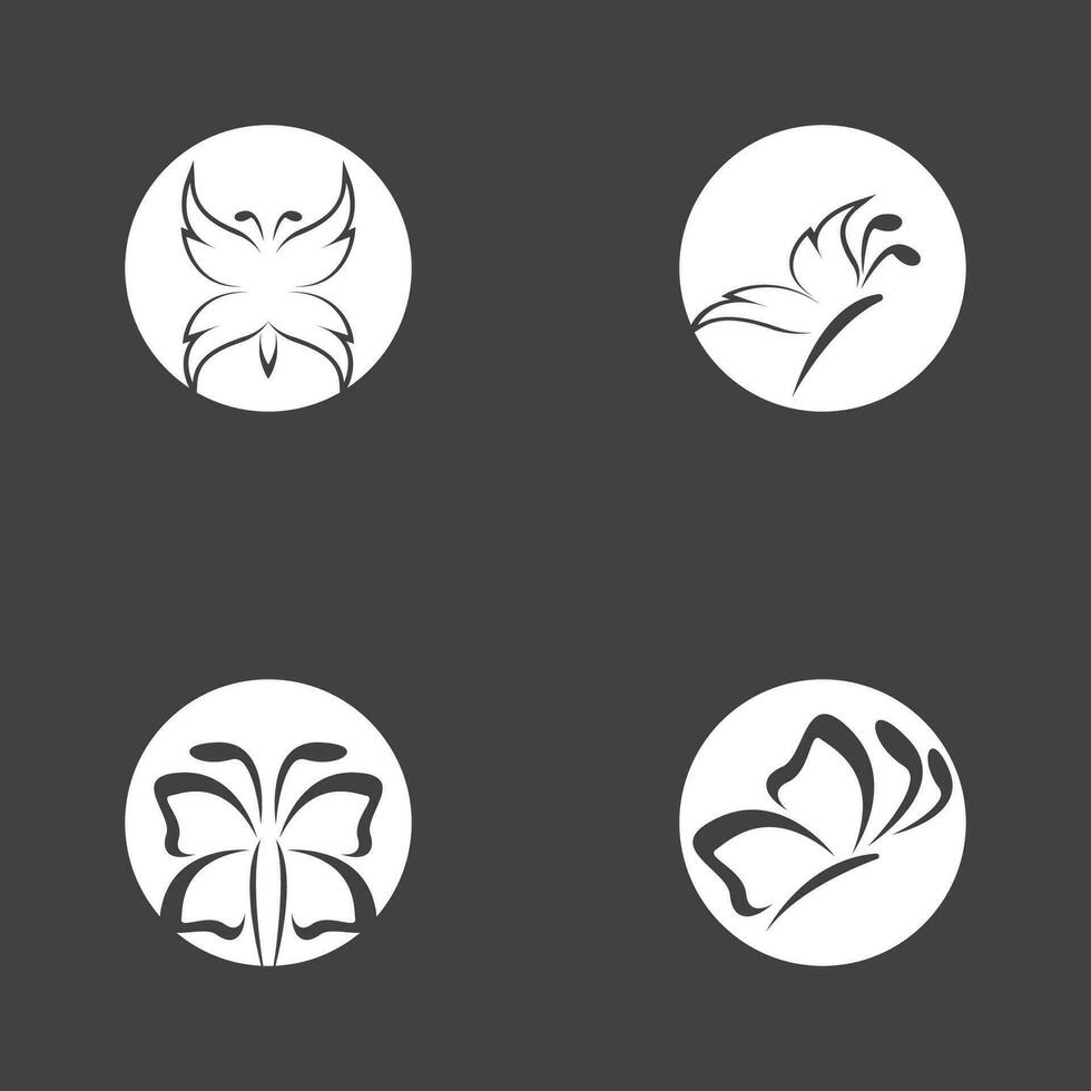 svart silhuett fjäril ikon och symbol mall vektor