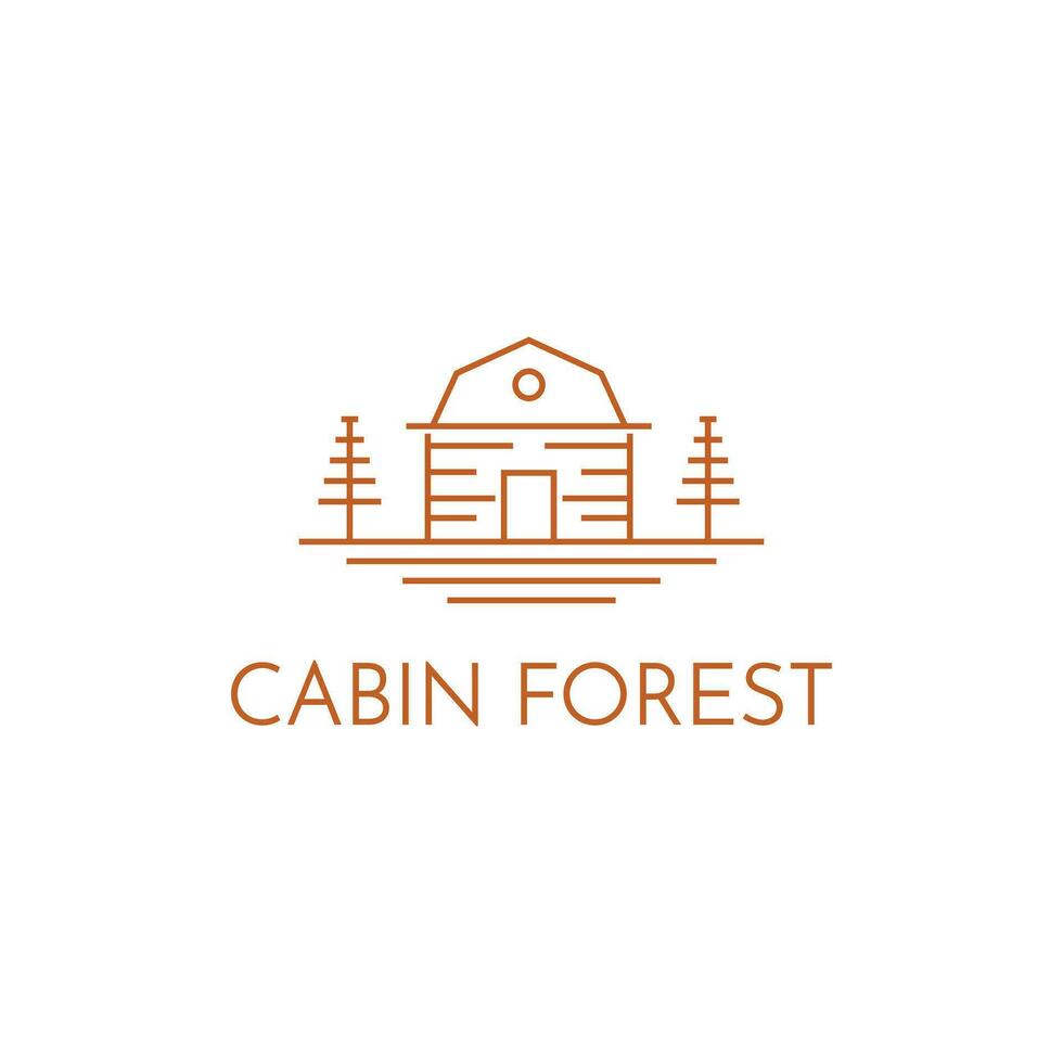Kabine Wald Hütte Logo Design minimalistisch mit Kiefer Baum vektor