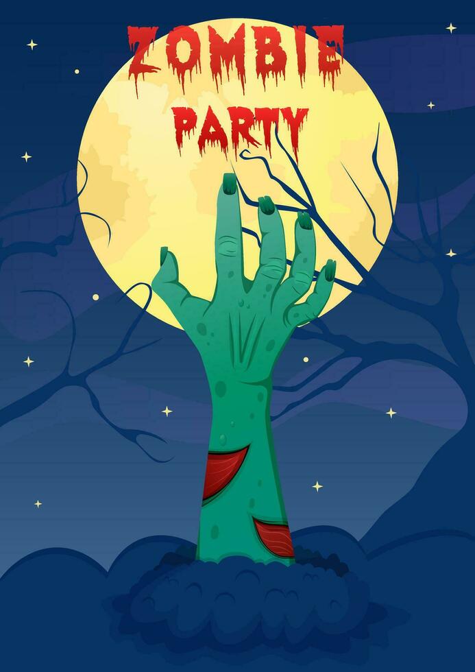 Halloween Zombie Party Einladung, unheimlich Nacht Poster vektor