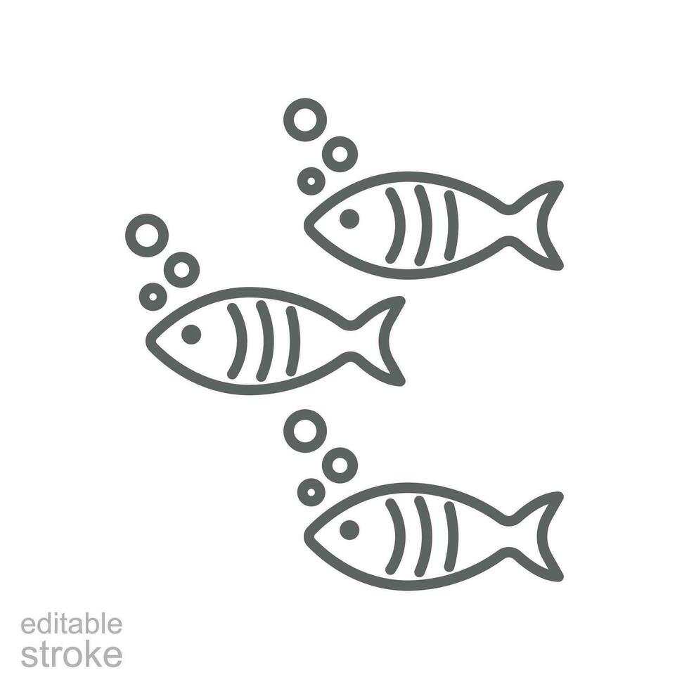 Fische, Meer Tier Linie Symbol. drei gleich Fisch Schwimmen zusammen wie Teil von Wasser- Tier Logo. Fische Gruppe. Gliederung Piktogramm. editierbar Schlaganfall. Vektor Illustration. Design auf Weiß Hintergrund eps10