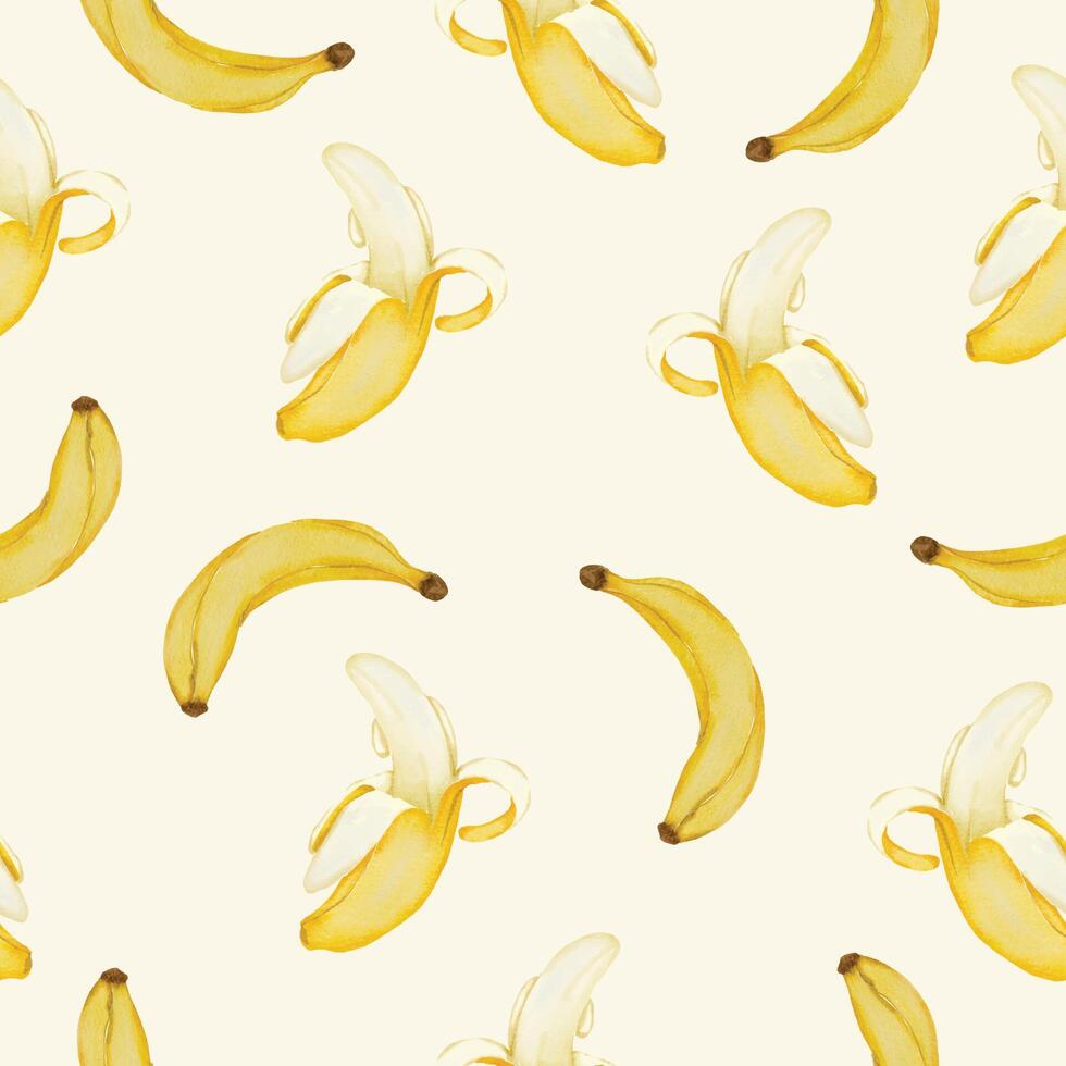sömlös med banan i akvarell samling platt vektor