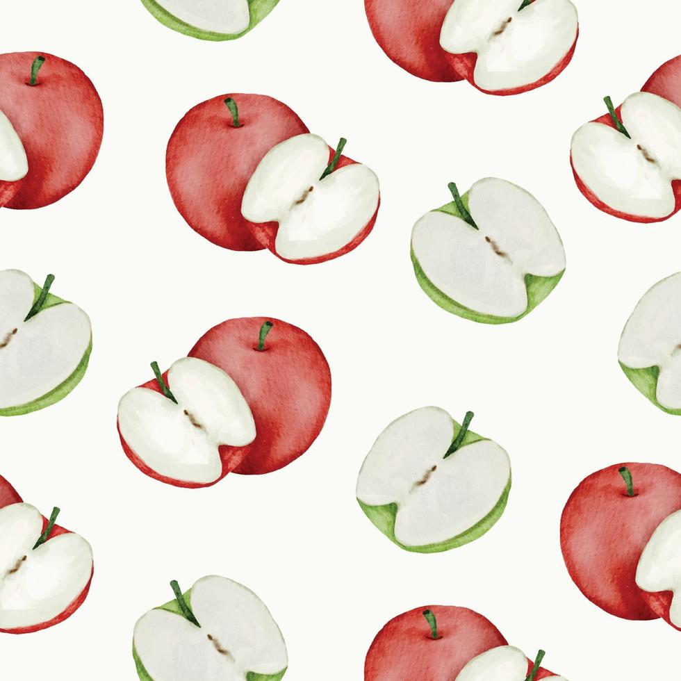 sömlös med äpple i akvarell samling platt vektor