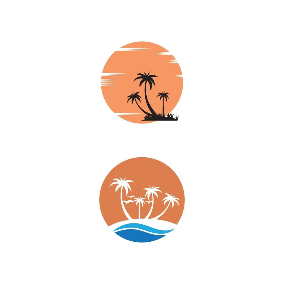 sommarstrand kustö, havshav med fåglar och sommar solstrålar logo design inspiration vektor