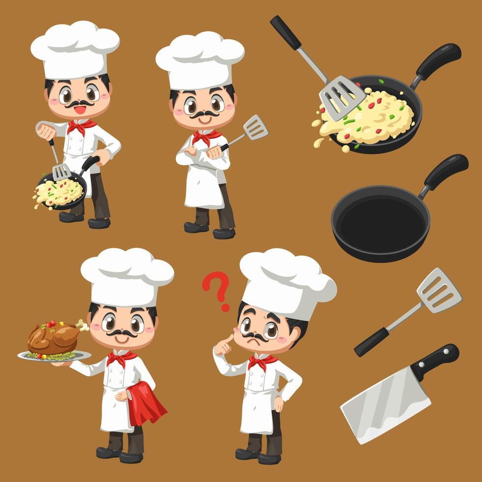 Kochmaskottchen im Cartoon-Charakter-Vektordesign für das kulinarische Geschäft culinary vektor