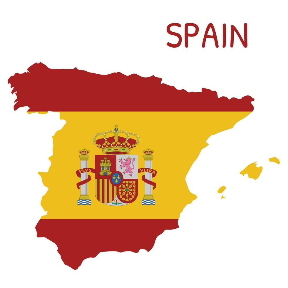 Spanien National Flagge geformt wie Land Karte vektor