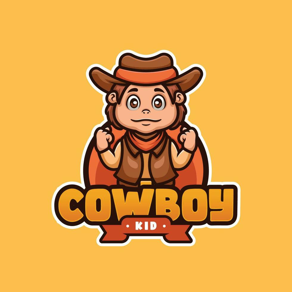 cowboy unge tecknad serie maskot logotyp vektor