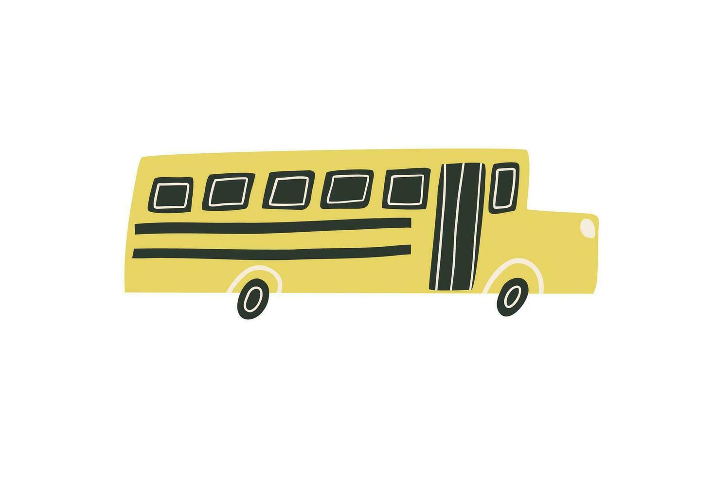 süß Schule Bus im eben Stil. Hand gezeichnet Vektor Illustration