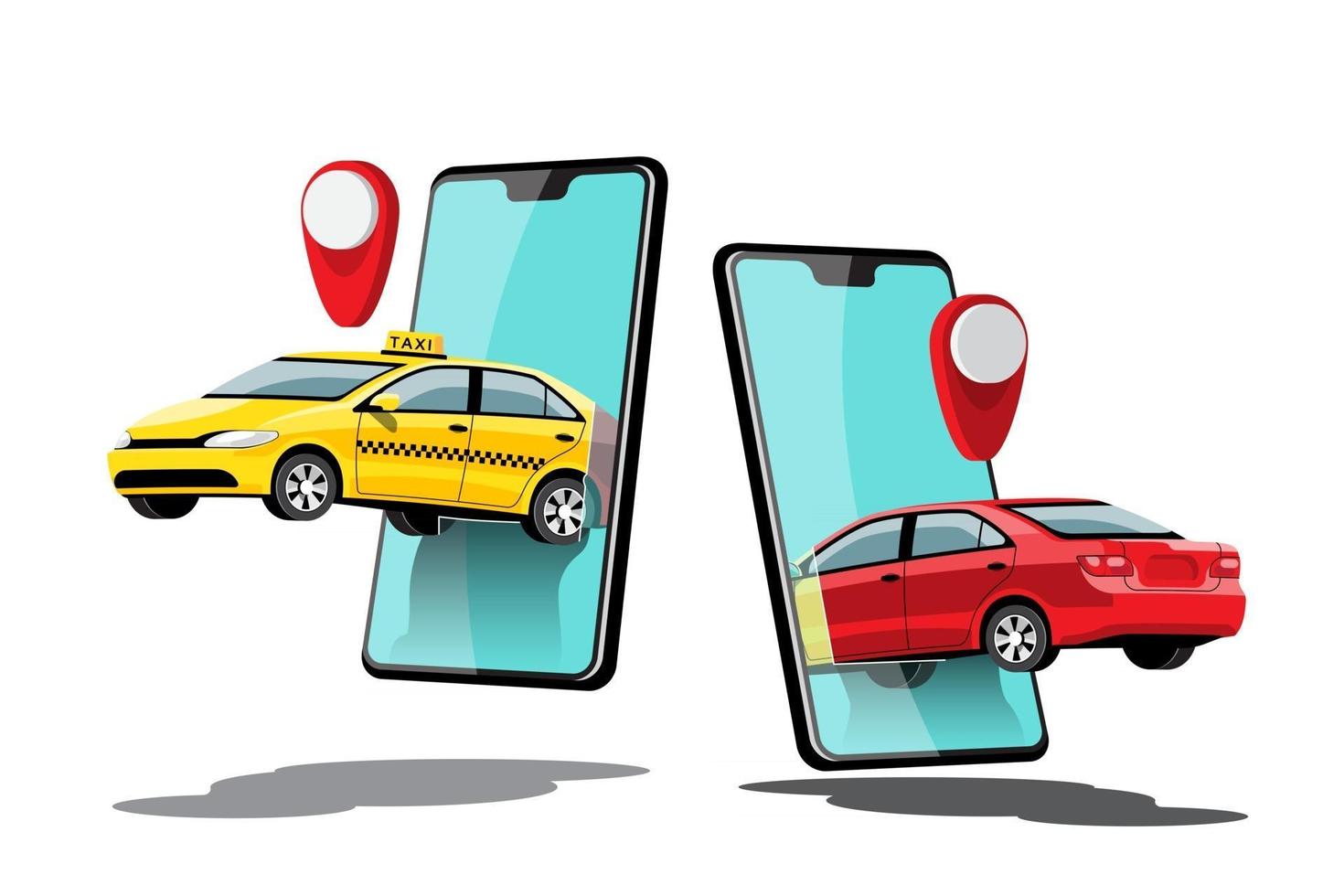 leverans taxitjänst med smartphone applikationsvektor vektor