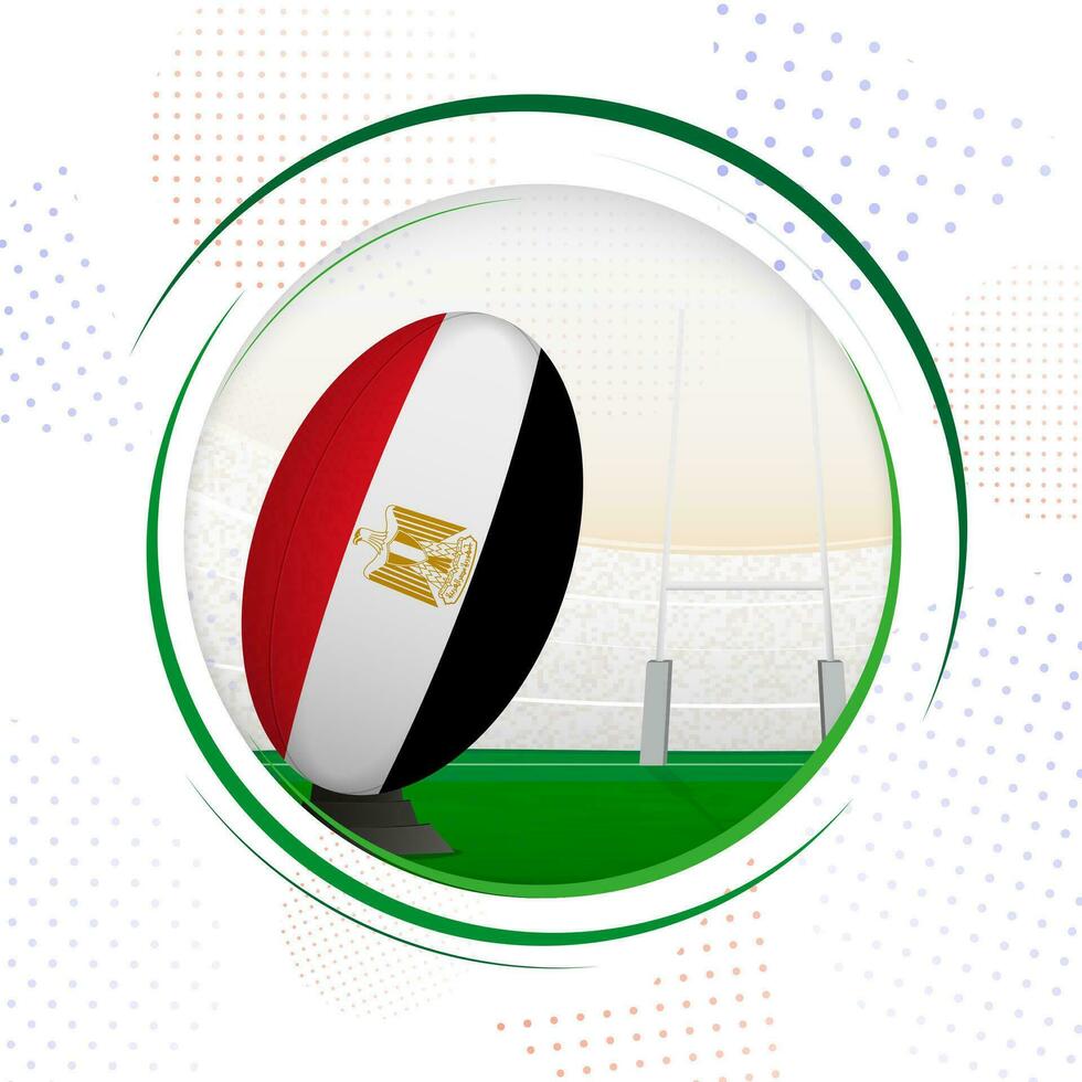 flagga av egypten på rugby boll. runda rugby ikon med flagga av egypten. vektor