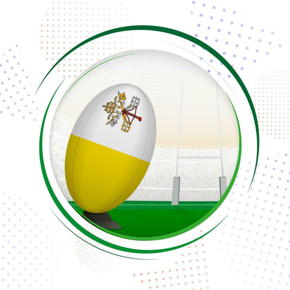 Flagge von Vatikan Stadt auf Rugby Ball. runden Rugby Symbol mit Flagge von Vatikan Stadt. vektor