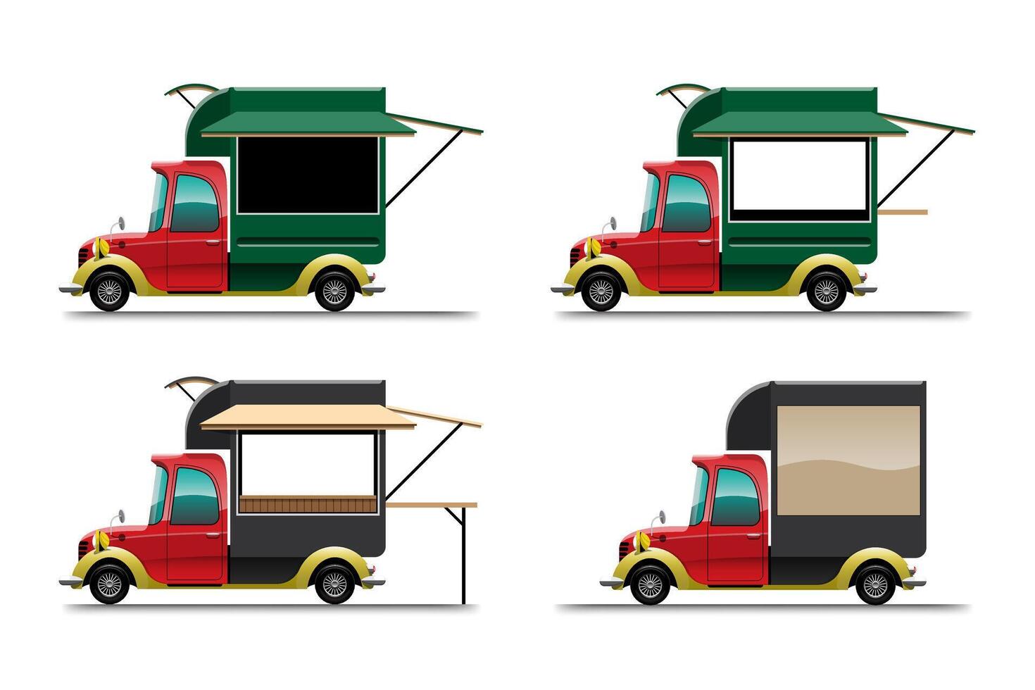 Bündel-Set von Imbisswagen auf weißem Hintergrund vektor