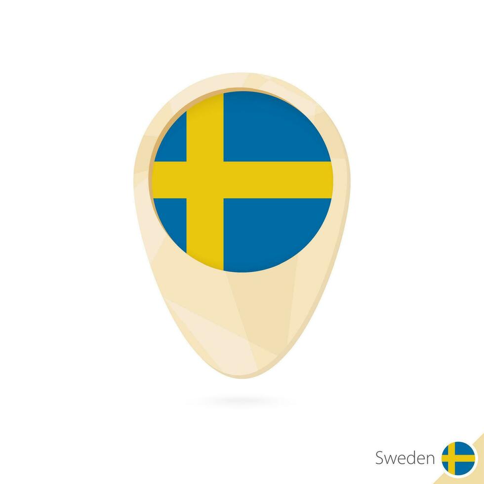 Karte Zeiger mit Flagge von Schweden. Orange abstrakt Karte Symbol. vektor