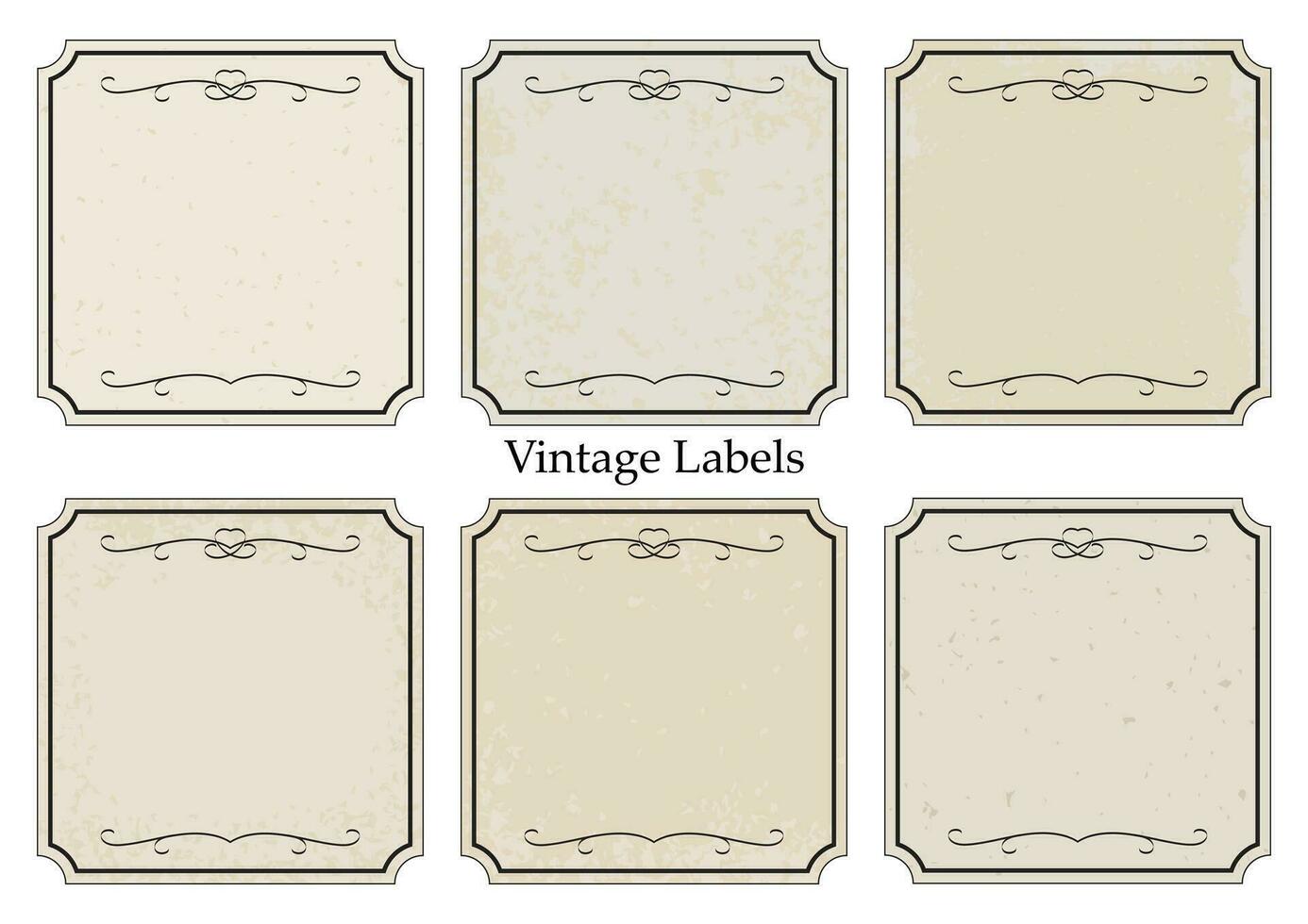uppsättning av årgång fyrkant etiketter med monogram på gammal papper isolerat på vit bakgrund. vektor