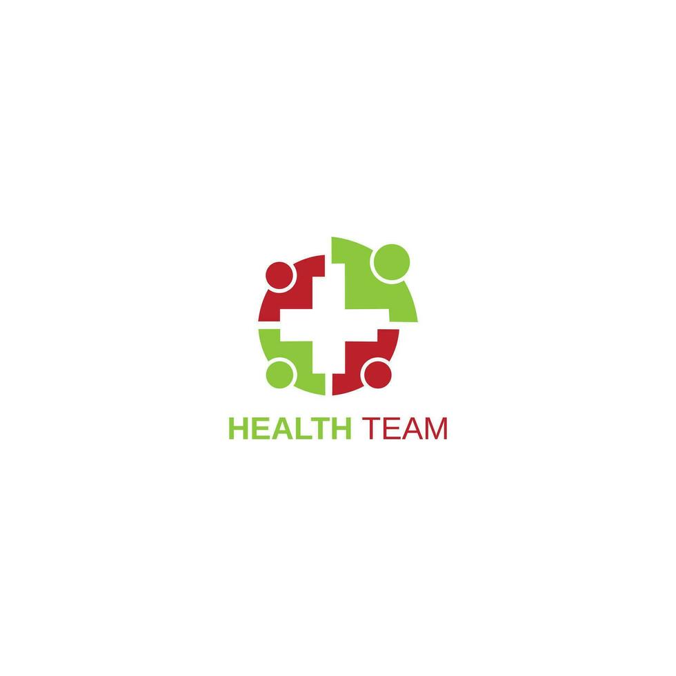 Menschen Logo und Gesundheit Mannschaft Logo. Gruppe Zusammenarbeit Symbol von vier Personen im ein Kreis vektor