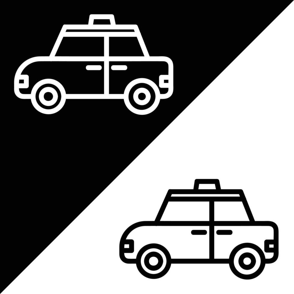 taxi vektor ikon, översikt stil, isolerat på svart och vit bakgrund.