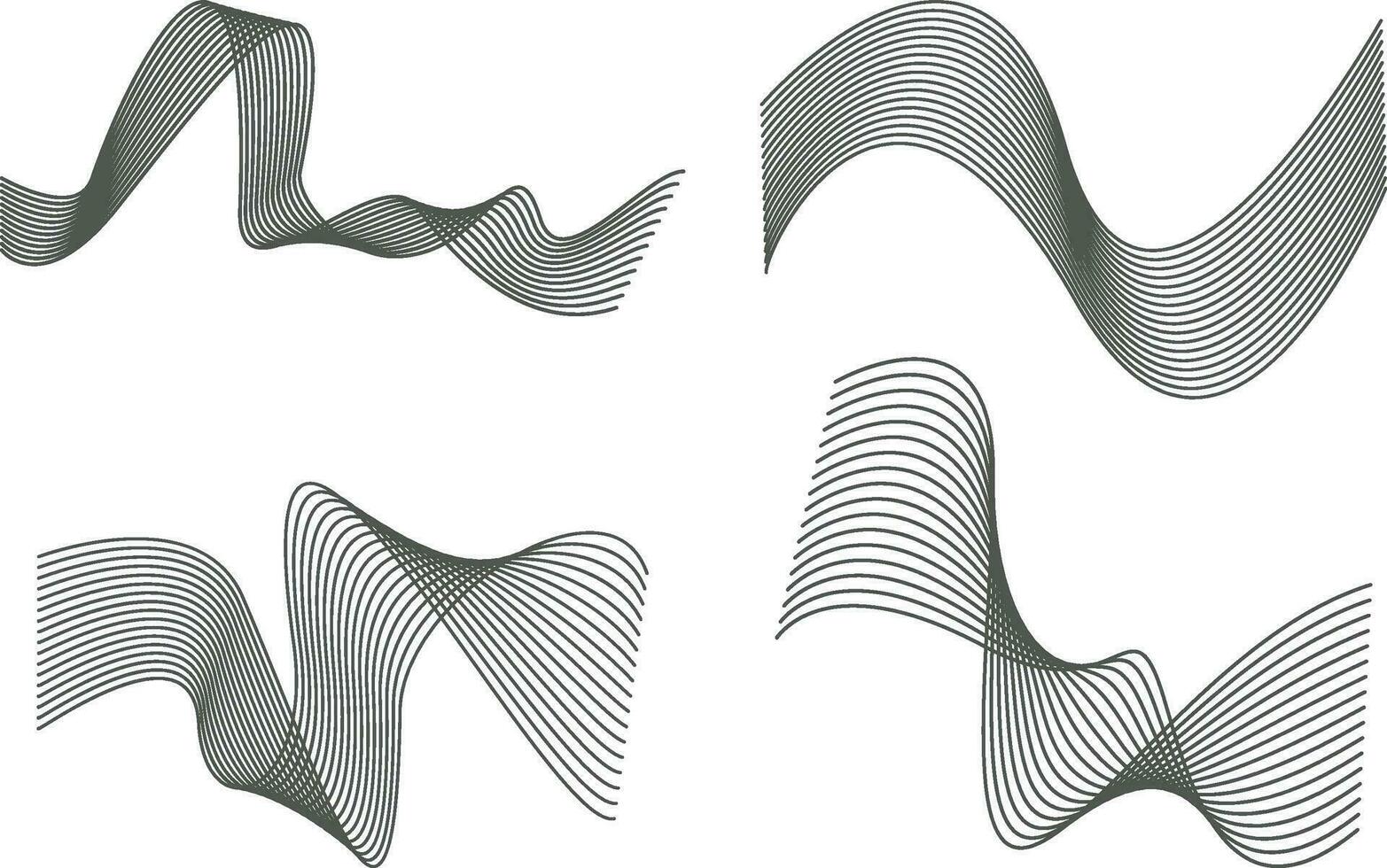 abstrakt vågig linje uppsättning. isolerat på vit bakgrund. vektor illustration