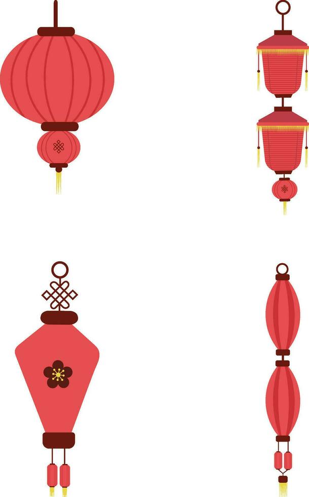 kinesisk ny år lykta ikon uppsättning. vektor illustration