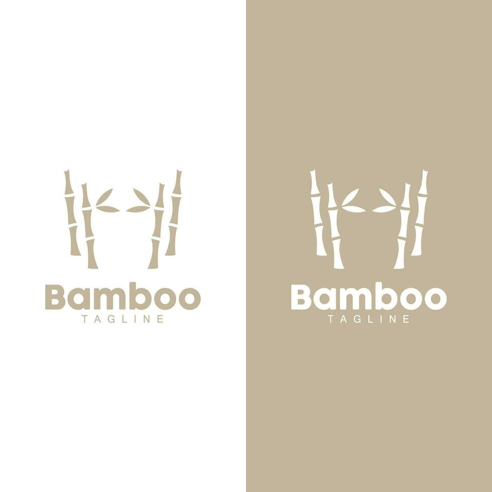 tropisk bambu skog logotyp, träd trunk och blad design, vektor illustration symbol