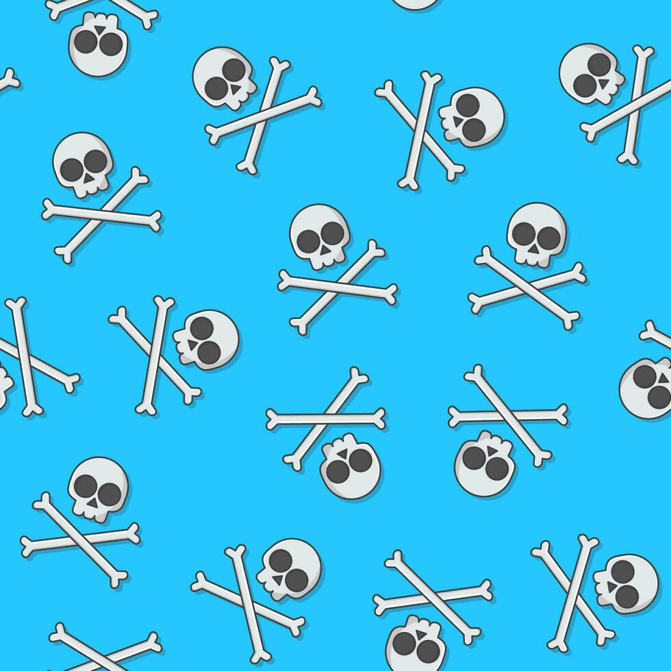 Schädel mit Kreuzknochen nahtlos Muster auf ein Blau Hintergrund. Pirat Emblem Thema Vektor Illustration